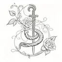 a snake climbing a dagger with vines and roses intertwined tattoo design idea