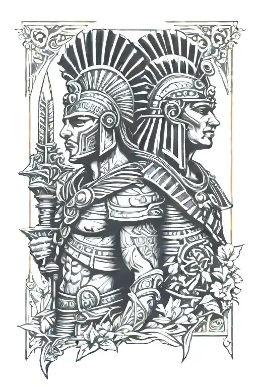 Roman and Egyptian warrior tattoo design idea