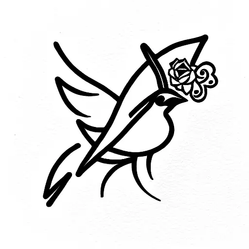 sparrow with Rose  tattoo design idea