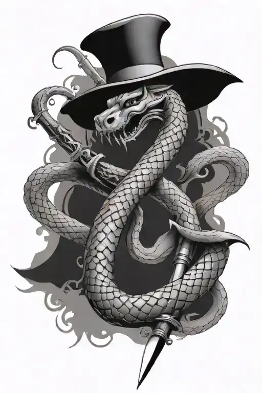 sword and snake tattoo design idea