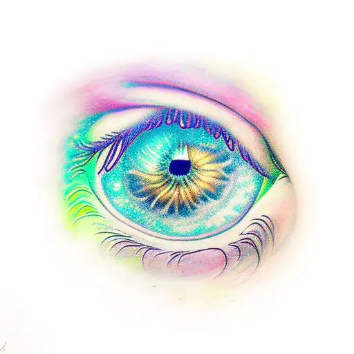 pair of eyes with galaxy around  tattoo design idea