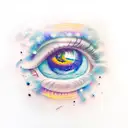 pair of eyes with galaxy behind it tattoo design idea