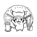pikachu with straw hat tattoo design idea