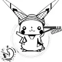 pikachu with straw hat tattoo design idea