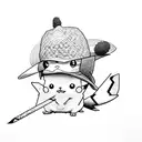 pikachu with straw hat tattoo design idea