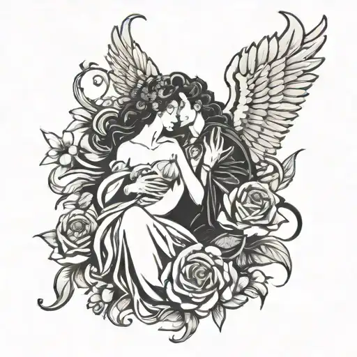 hades and persephone dark tattoo design idea