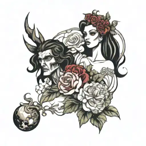hades and persephone dark tattoo design idea