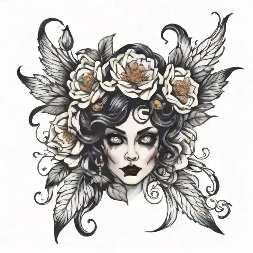 hades persephone flowers dark  tattoo design idea