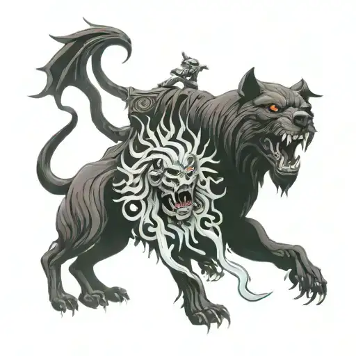 hades and hell hound tattoo design idea