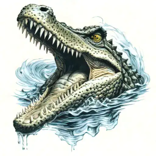 an alone crocodile swims in the water very kindly we seeing it from top of the crocodile tattoo design idea