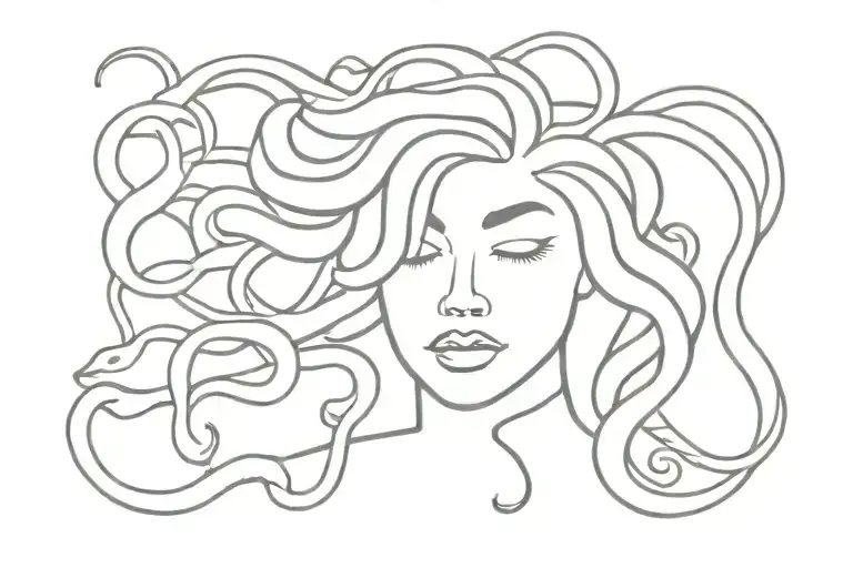 Medusa with snakes for hair saying shhh tattoo design idea
