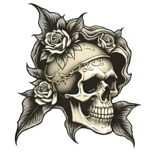 skull soft shading tattoo design idea