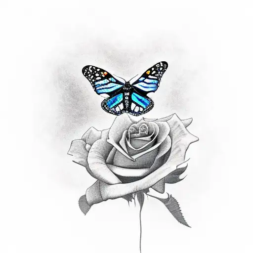 Rose bunche with two monarch butterflies  tattoo design idea