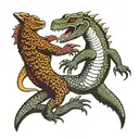 Two komodo dragon fight tattoo design idea
