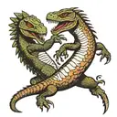 Two komodo dragon fight tattoo design idea