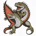 Two komodo dragon fight tattoo design idea