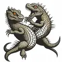 Two komodo dragon fight tattoo design idea
