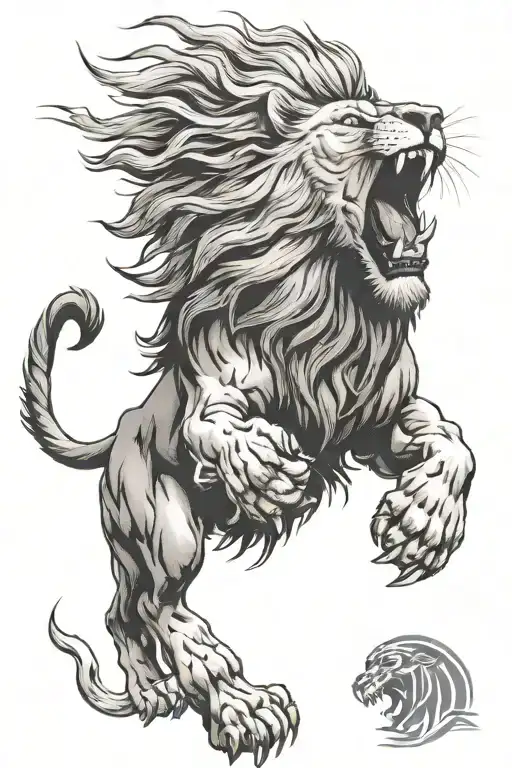lion roaring with aggressive appearance tattoo design idea
