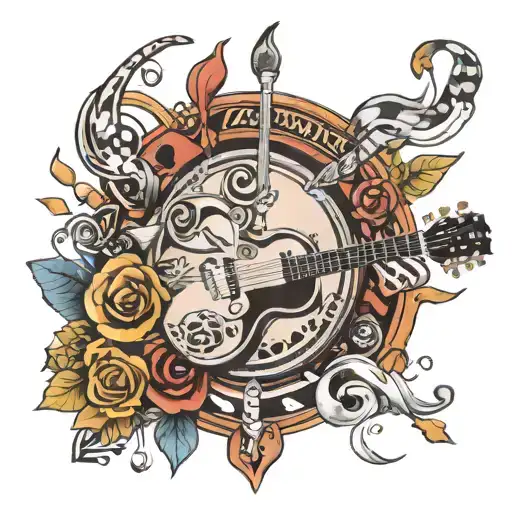 music tattoo featuring tuff huff tattoo design idea
