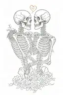 two skeletons in love tattoo design idea
