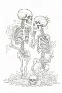 two skeletons in love tattoo design idea