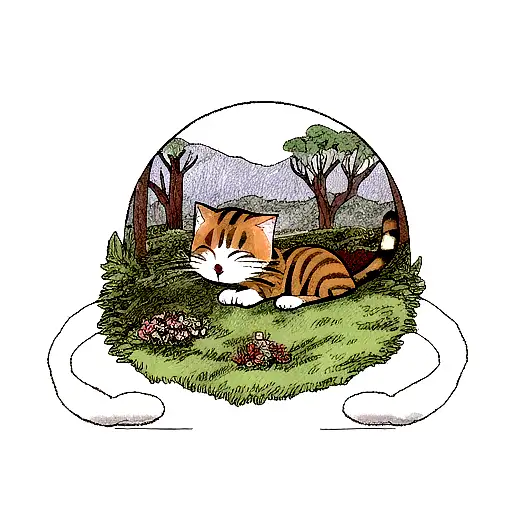Forest, cat , tattoo design idea