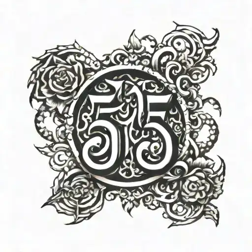555 in dark letter tattoo design idea