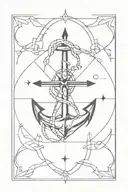 anchor with compass on middle tattoo design idea