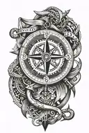 anchor,compass,29.6.2021 roman numerals representing important dates tattoo design idea