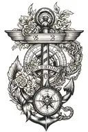 anchor,compass,29.6.2021 roman numerals representing important dates tattoo design idea