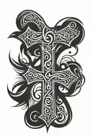 Christian Cross with Nunez last name tattoo design idea