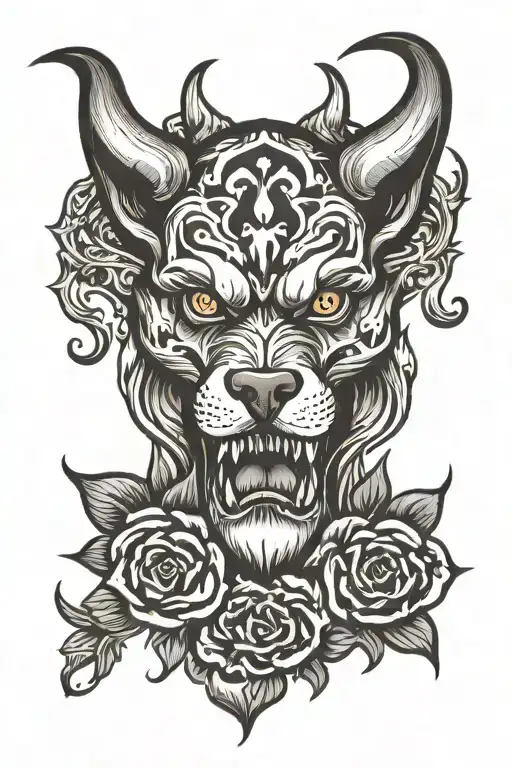 dog paw print and devil face tattoo tattoo design idea