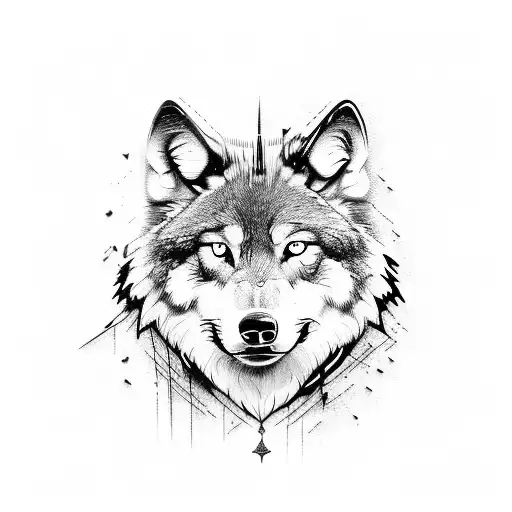 wolf with chainsaw tattoo design idea