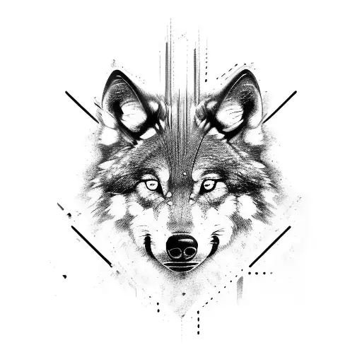 wolf with chainsaw tattoo design idea