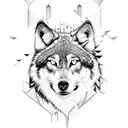 wolf with chainsaw tattoo design idea