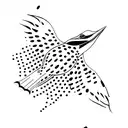 spotted eagle ray with iwa bird  tattoo design idea