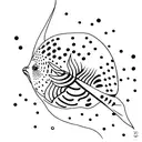spotted eagle ray with iwa bird  tattoo design idea