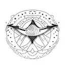 spotted eagle ray with iwa bird  tattoo design idea
