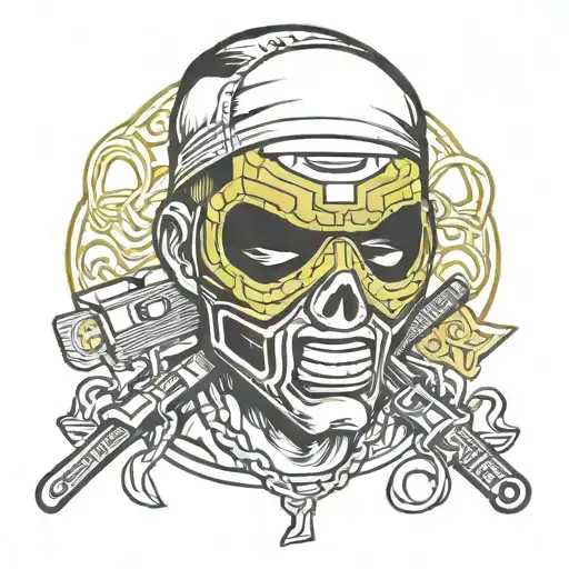 ski mask gangster tattoo design idea