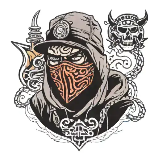 ski mask gangster tattoo design idea