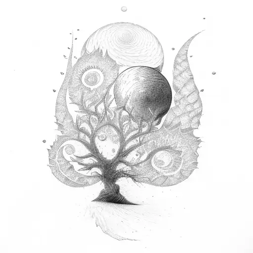 Fibonacci sequence and tree tattoo design idea