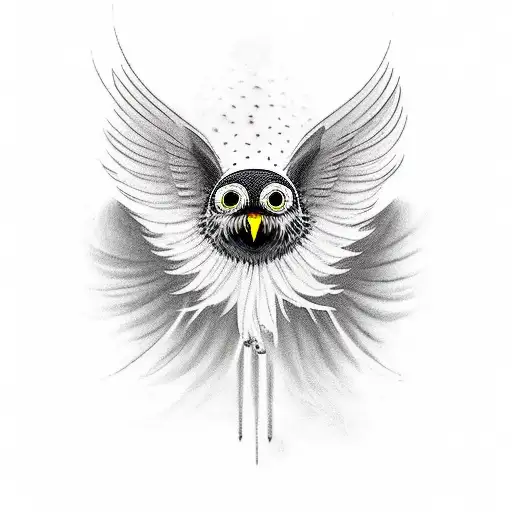 Owlowl fly hunting tattoo design idea