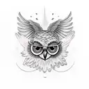 Owlowl fly hunting tattoo design idea
