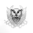 Owlowl fly hunting tattoo design idea