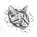 cat skull with flowers around tattoo design idea