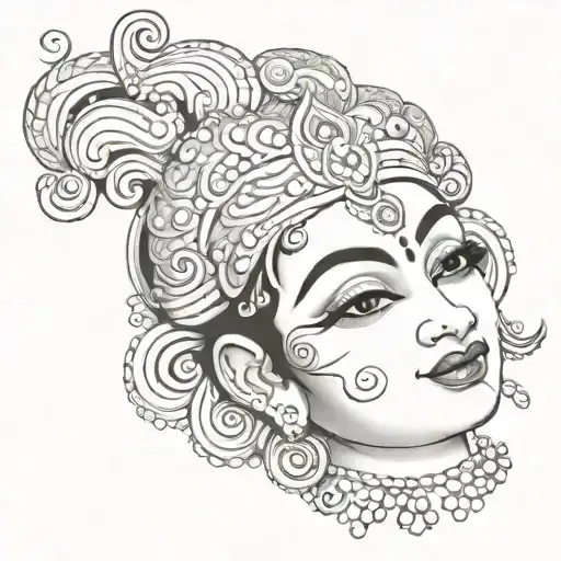 Krishna face morphing tattoo design idea