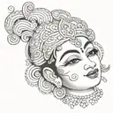 Krishna face morphing tattoo design idea