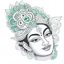Krishna face morphing tattoo design idea