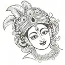 Krishna face morphing tattoo design idea