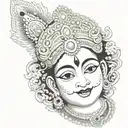 Krishna face morphing tattoo design idea